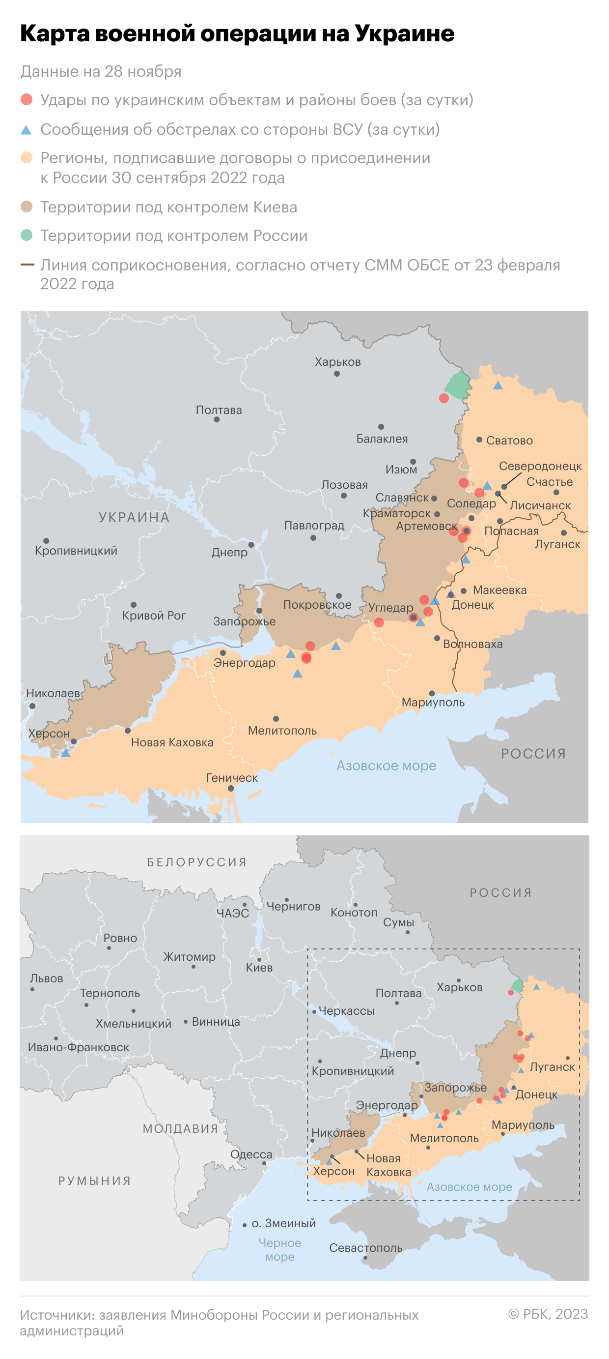 Военная операция на Украине. Карта на 28 ноября